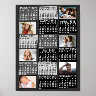 Poster Calendrier mensuel de l'année 2023 Photo Collage M