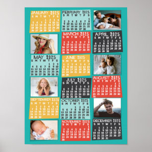 Poster Calendrier mensuel de l'année 2025 Collage photo m