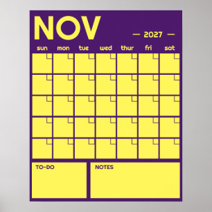Poster Calendrier Mensuel Géant Non Daté de Couleur Vibra