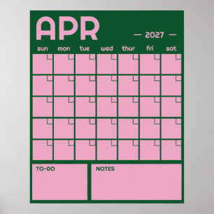 Poster Calendrier Mensuel Géant Non Daté de Couleur Vibra