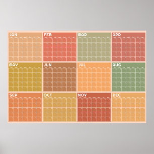 Poster Calendrier mensuel non daté de style boho aux tons