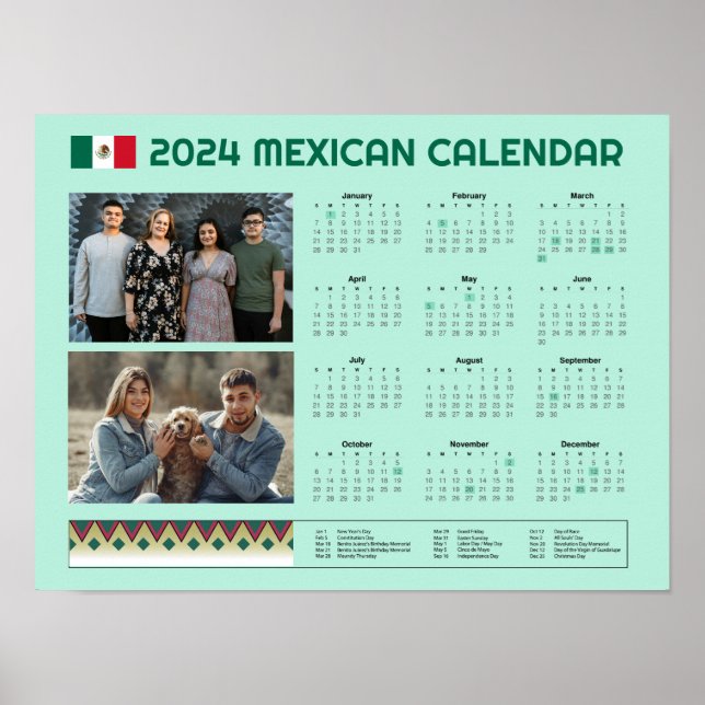 Poster Calendrier mexicain 2024 | Calendario México modif (Devant)