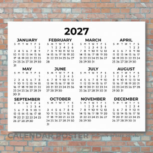 Poster Calendrier minimaliste horizontal pour l'année com