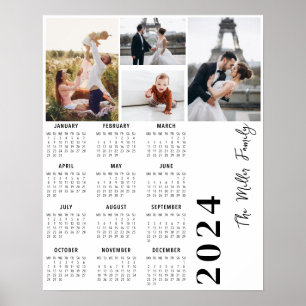 Poster Calendrier minimaliste multiphoto 2024