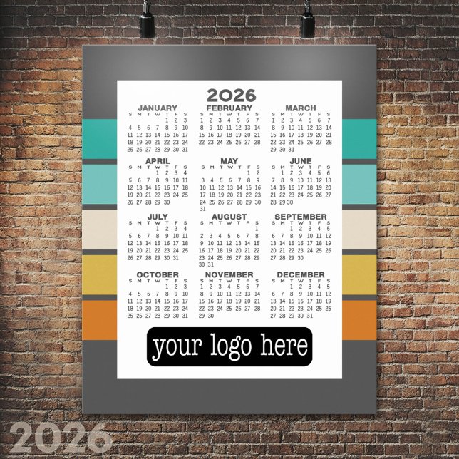 Poster Calendrier - Minimaliste Noir Blanc Basique (2026 Calendar Poster)