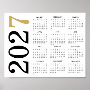 Poster Calendrier Moderne Or Noir 2027