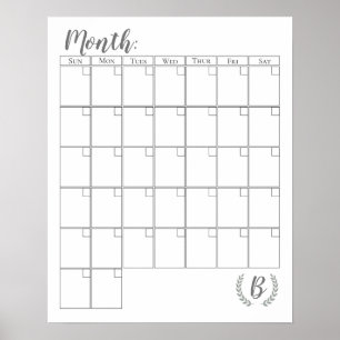 Poster Calendrier monographique personnalisable