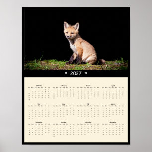 Poster Calendrier mural 2027 de Kit Renard roux : Petit p