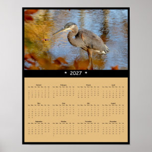 Poster Calendrier mural 2027 du Grand Héron Pêcheur patie