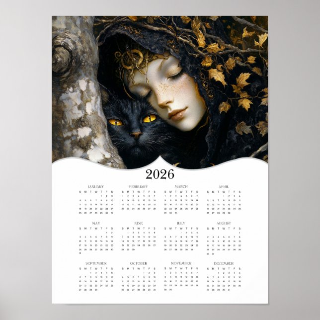 Poster Calendrier mural annuel complet de Chat Fantastiqu (Devant)