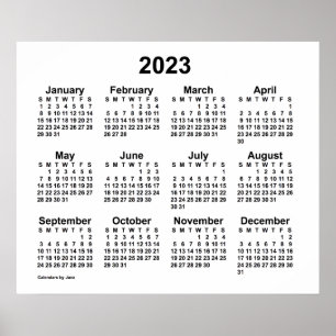 Poster Calendrier mural blanc 2023 de Janz