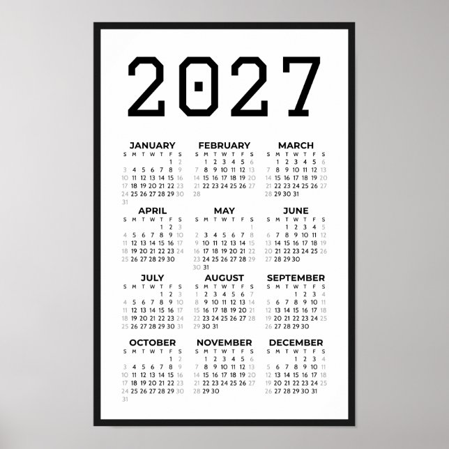 Poster Calendrier mural de base pour l'année complète 202 (Devant)