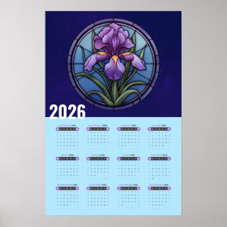 Poster Calendrier mural Iris Violet 2026