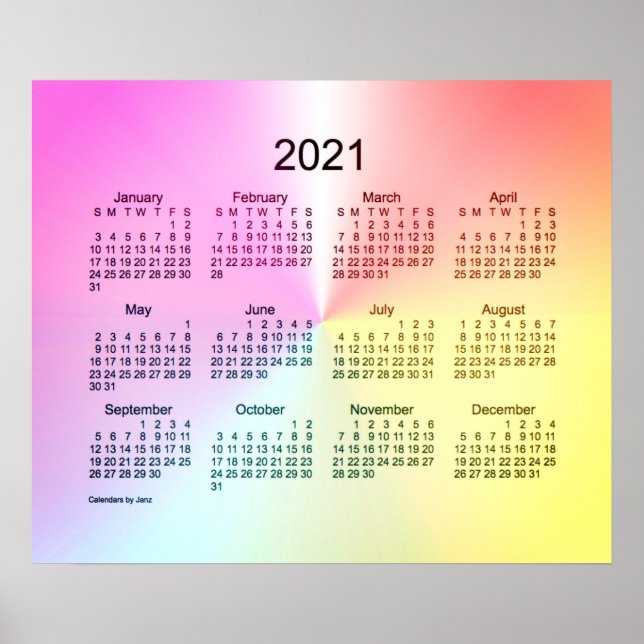 Poster Calendrier mural Sangria Shimmer 2021 de Janz (Devant)
