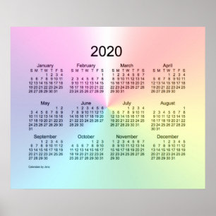 Poster Calendrier mural scintillant 2020 de Janz Print