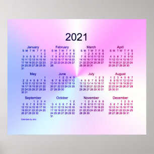 Poster Calendrier mural scintillant de Miami 2021 par Jan