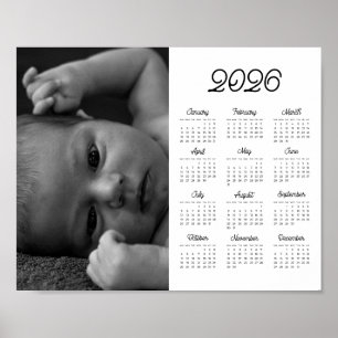 Poster Calendrier paysage photo vintage élégant 2026