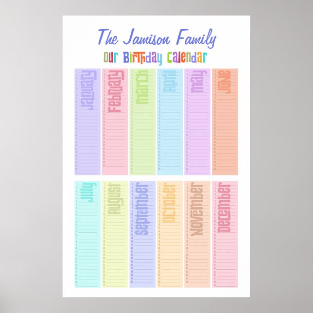 Poster Calendrier perpétuel d'anniversaire personnalisé (Devant)
