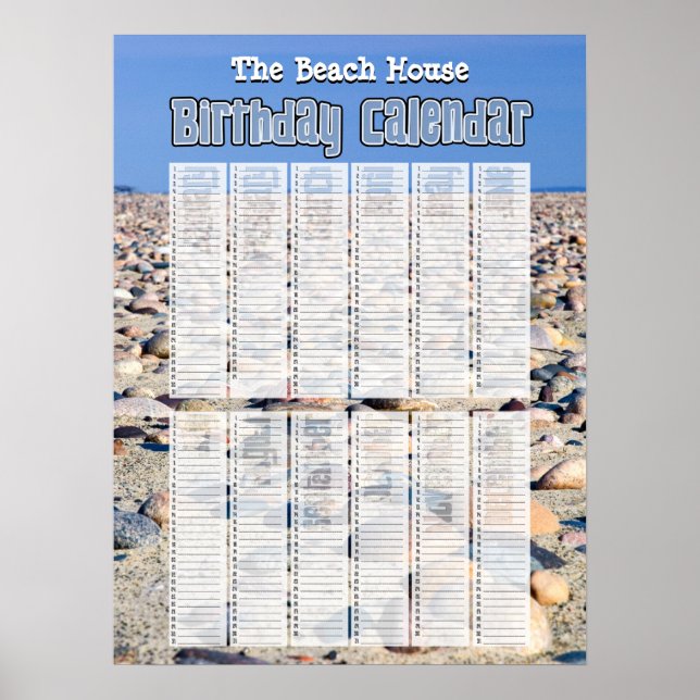 Poster Calendrier perpétuel personnalisé d'anniversaire d (Devant)