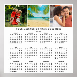 Poster Calendrier personnalisé 2026 3 Collage de photos