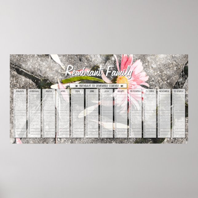 Poster Calendrier personnalisé de la famille pour les ann (Devant)