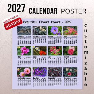 Poster Calendrier Photo Fleur 2027 - Semaine du dimanche
