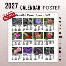 Calendrier Photo Fleur 2027 - Semaine du dimanche