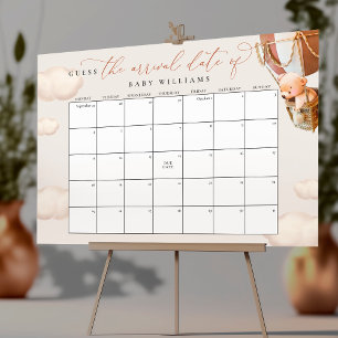 Poster Calendrier pour deviner la date prévue Ours Brun
