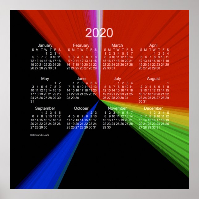 Poster Calendrier principal des mailles de points 2020 pa (Devant)
