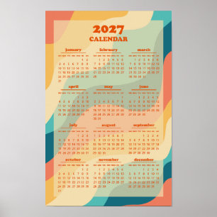 Poster Calendrier Rétro Groovy Wave 70s Vintage Style 202