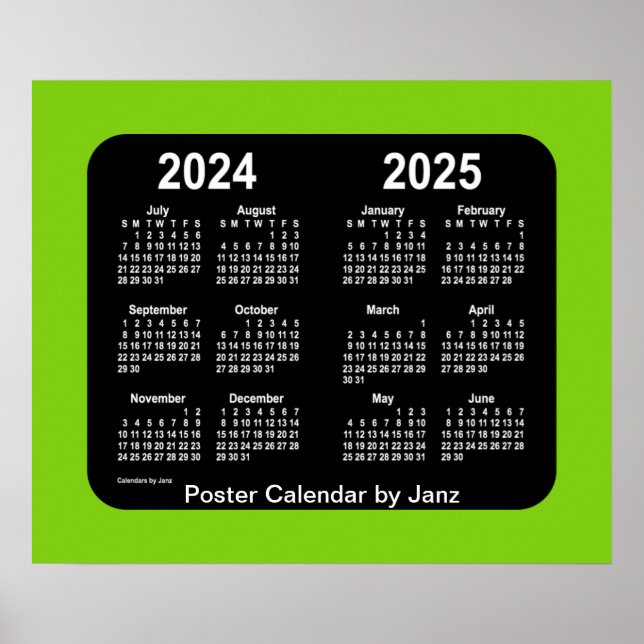 Poster Calendrier scolaire 2024-2025 de Yellowgreen Neon  (Devant)