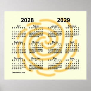 Poster Calendrier scolaire 2028-2029 de jours ensoleillés