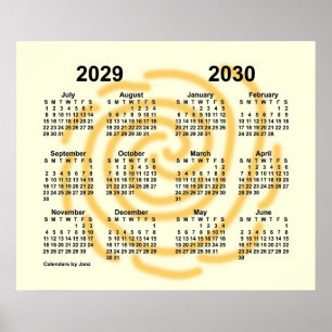 Poster Calendrier scolaire 2029-2030 de jours ensoleillés