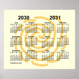 Poster Calendrier scolaire 2030-2031 des jours ensoleillé