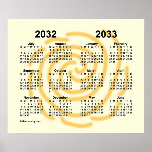 Poster Calendrier scolaire 2032-2033 de Janz pour les jou (Devant)