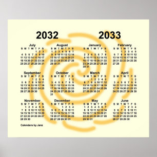 Poster Calendrier scolaire 2032-2033 jours ensoleillés pa