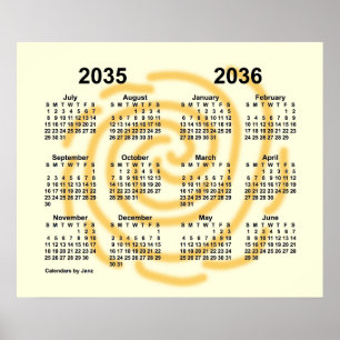 Poster Calendrier scolaire 2035-2036 des jours ensoleillé