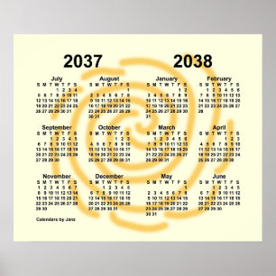 Poster Calendrier scolaire 2037-2038 des jours ensoleillé