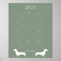 Calendrier Silhouette 2024 Sage Dachshund