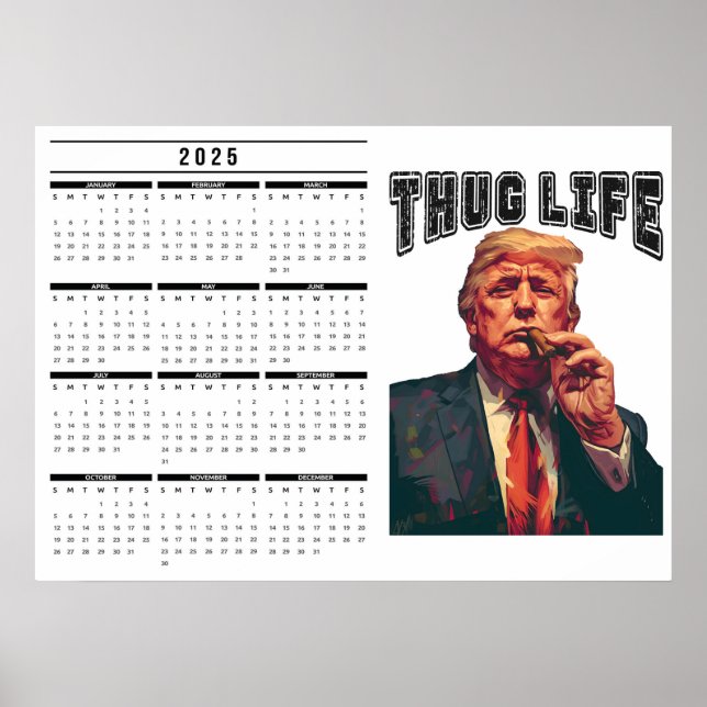 Poster Calendrier Thug Life 2025 (Devant)