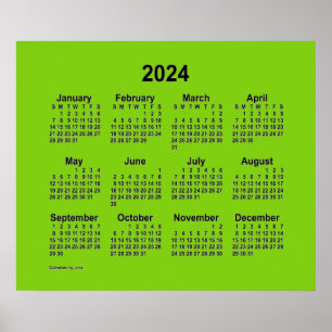 Poster Calendrier vert jaune 2024 par Janz Imprimer