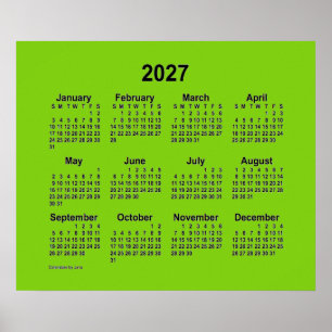 Poster Calendrier vert jaune 2027 par Janz Imprimer