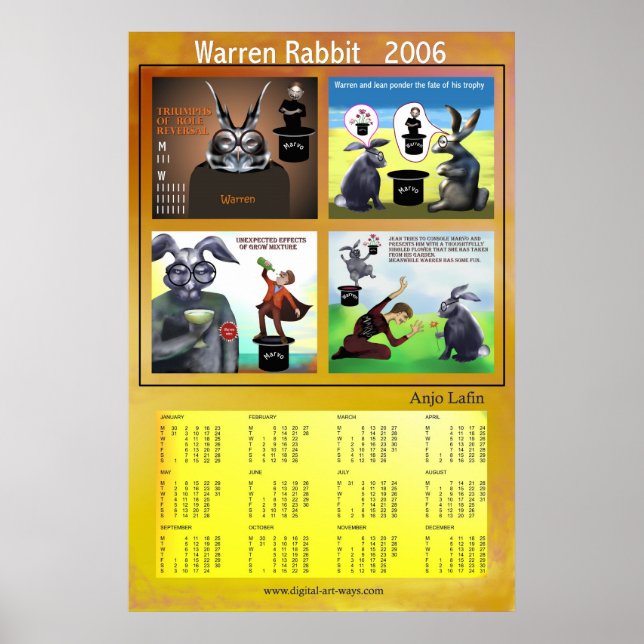 Poster Calendrier Warren Rabbit 2006 par Anjo Lafin (Devant)