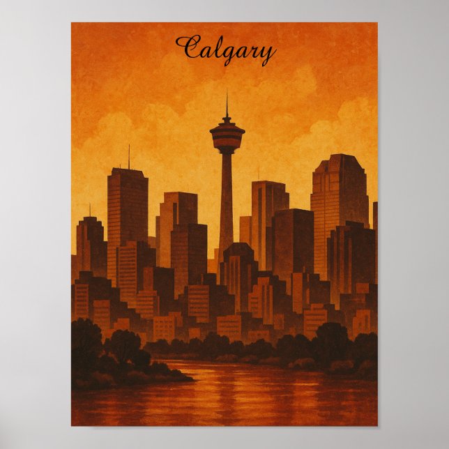 Poster Calgary Canada Vintage voyage CItyscape (Devant)