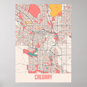 Poster Calgary - Carte de la ville de Chalk Canada