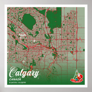 Poster Calgary - Carte de la ville de Noël du Canada