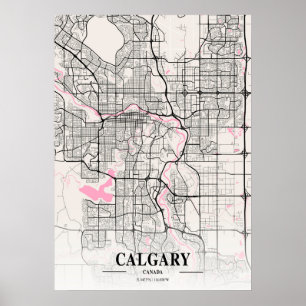 Poster Calgary - Carte de la ville napolitaine du Canada