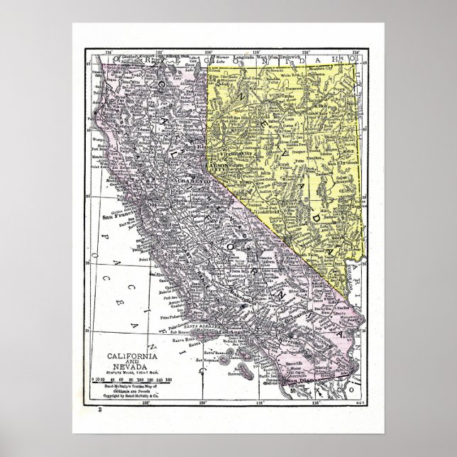 Poster:  California and Nevada map, 1921 Poster (Vorne)