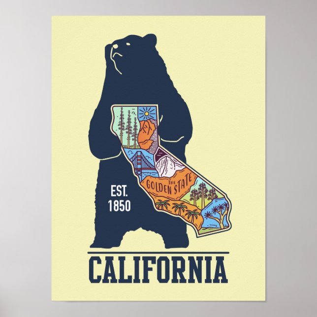Poster California Bear Golden State (Devant)