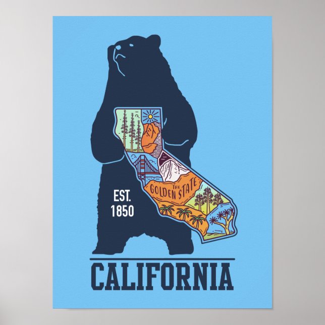Poster California Bear Golden State (Devant)